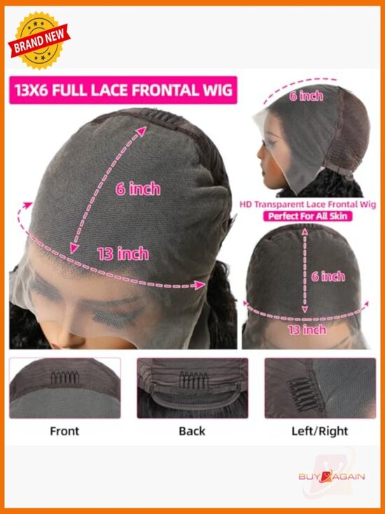 13x6 Full Lace Frontal Wig Burmese Curly Human Hair 32 Inch main image 6
